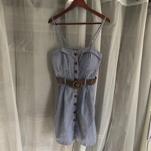 Stripped belted dress